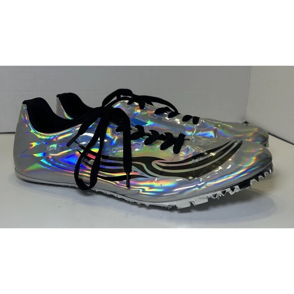 Thestron Track Spikes Shoes Men's Size 11 Silver Holographic Sprint Racing NWOB - Picture 3 of 13